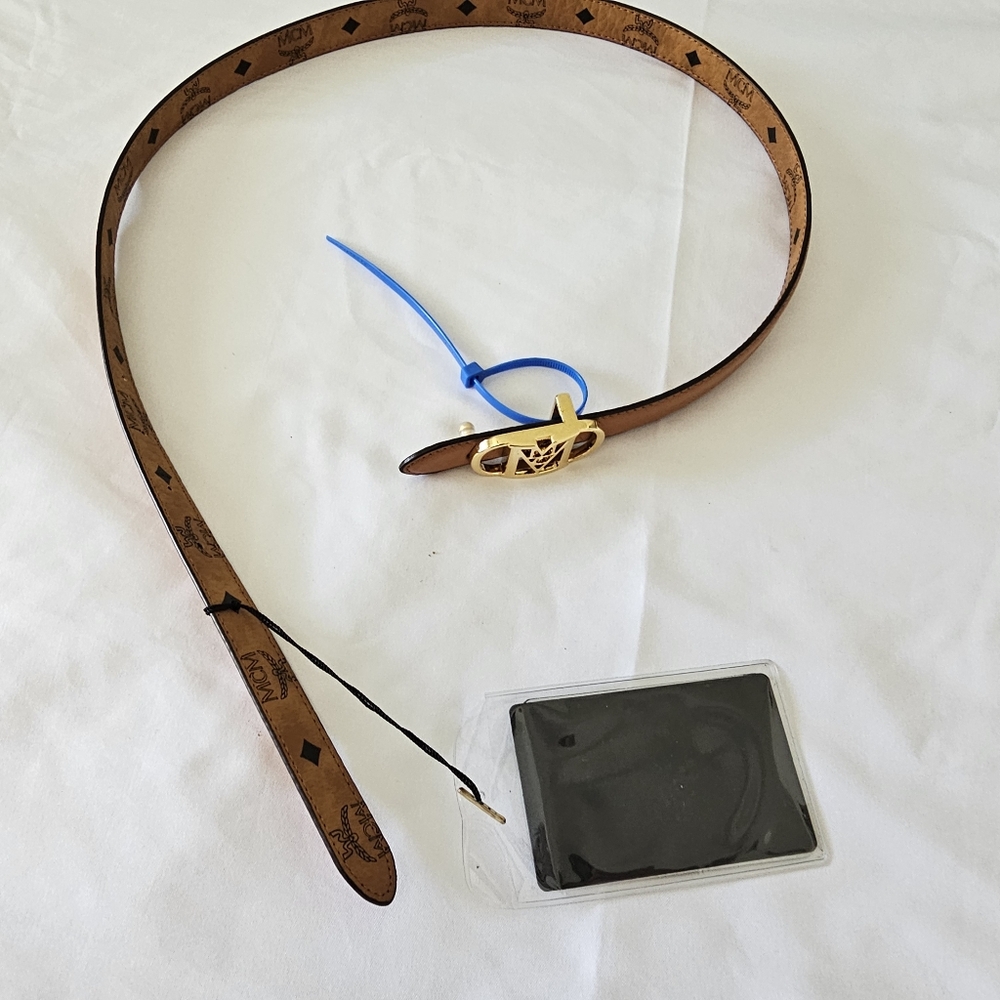 MCM Brown Belt with Gold Buckle